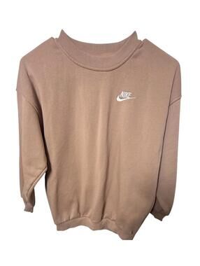 Nike Sportswear Club Fleece Big Kids' Crew Sweatshirt Size M Hemp/white